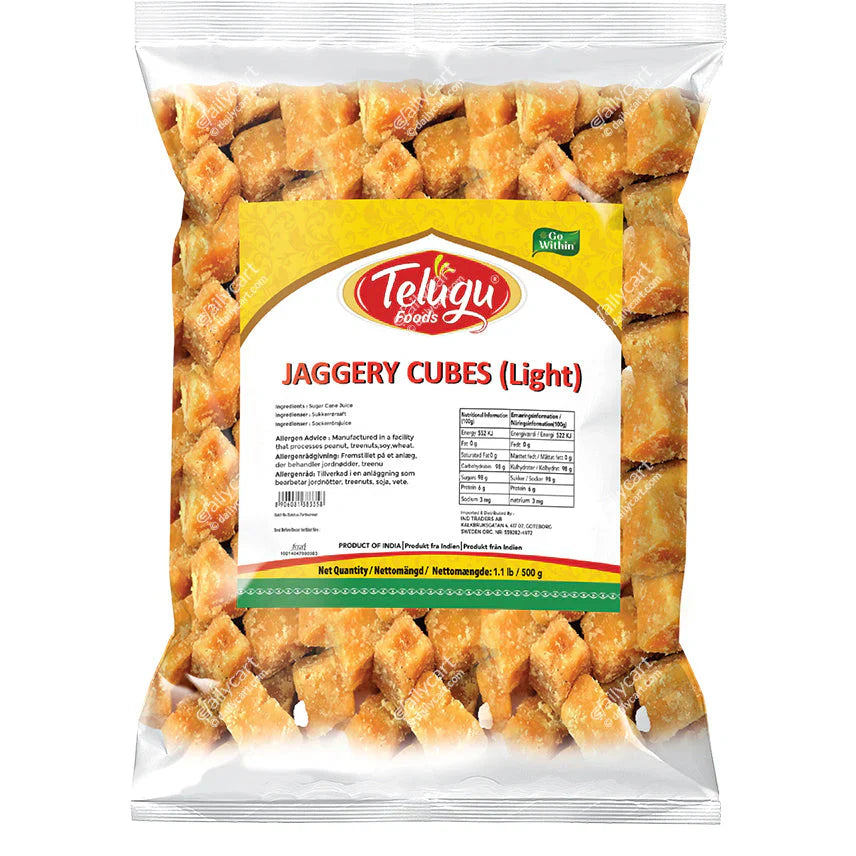Telugu foods Jaggery terninger 500g