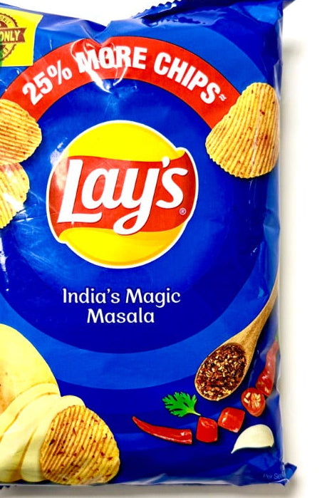 Lay's India's Magic Masala potato chips packaging on a white background